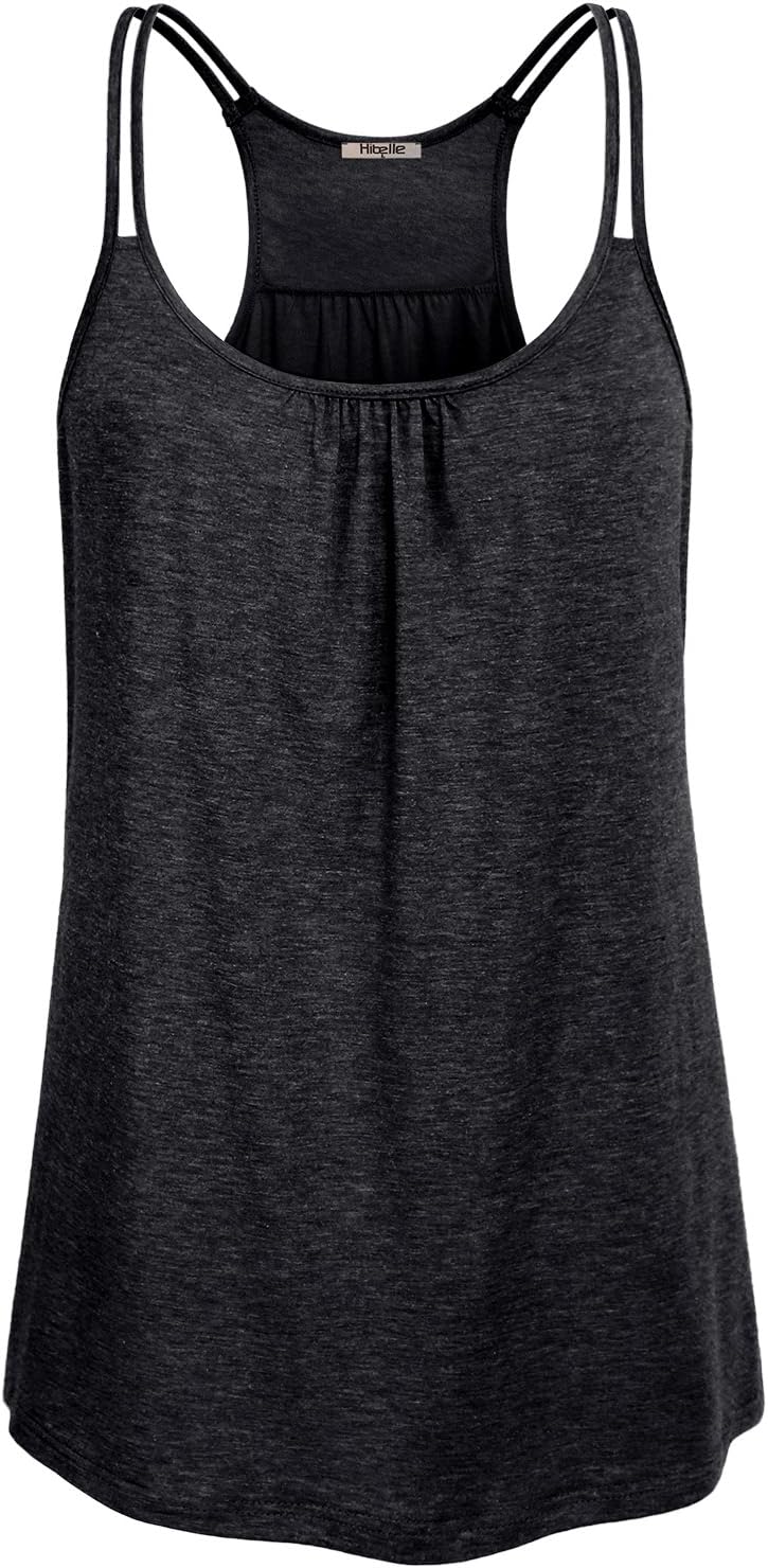 Hibelle Womens Scoop Neck Cute Racerback Yoga Workout Tank Top Small 1# Dark Gre...