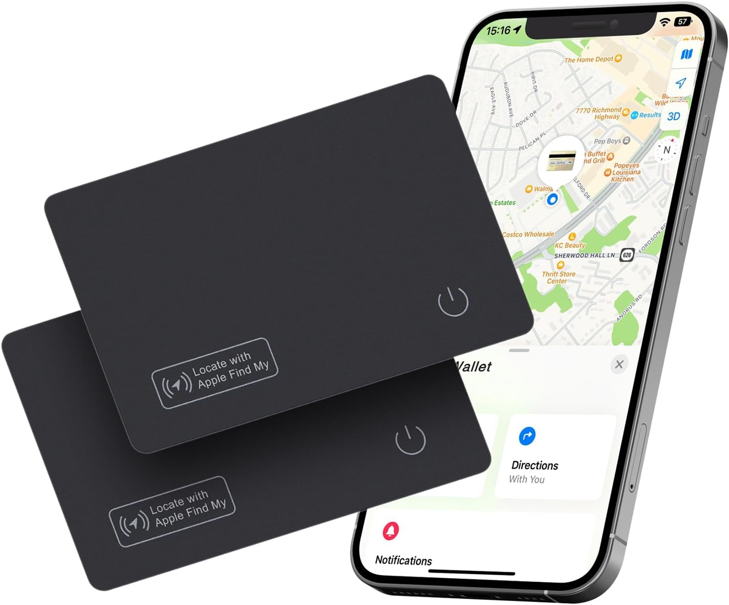 Reyke Wallet Tracker Card, 2 Pack Wireless Charging Wallet Finder. Works with Ap...