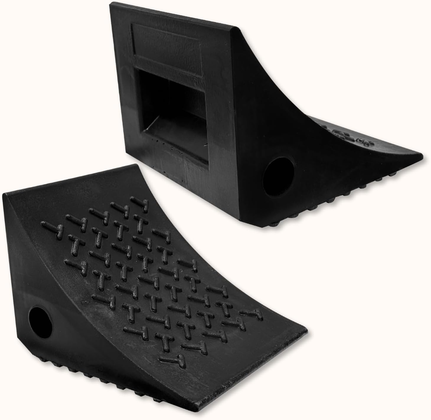 SECURITYMAN Heavy Duty Wheel Chocks (2 Pack) - Durable, Non-Slip, Solid Rubber W...