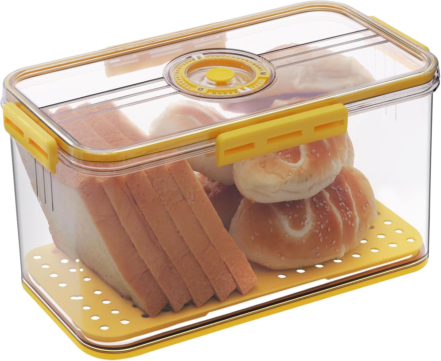 Bread Box Airtight Bread Boxes for Kitchen Counter, Time Recording Bread Storage...