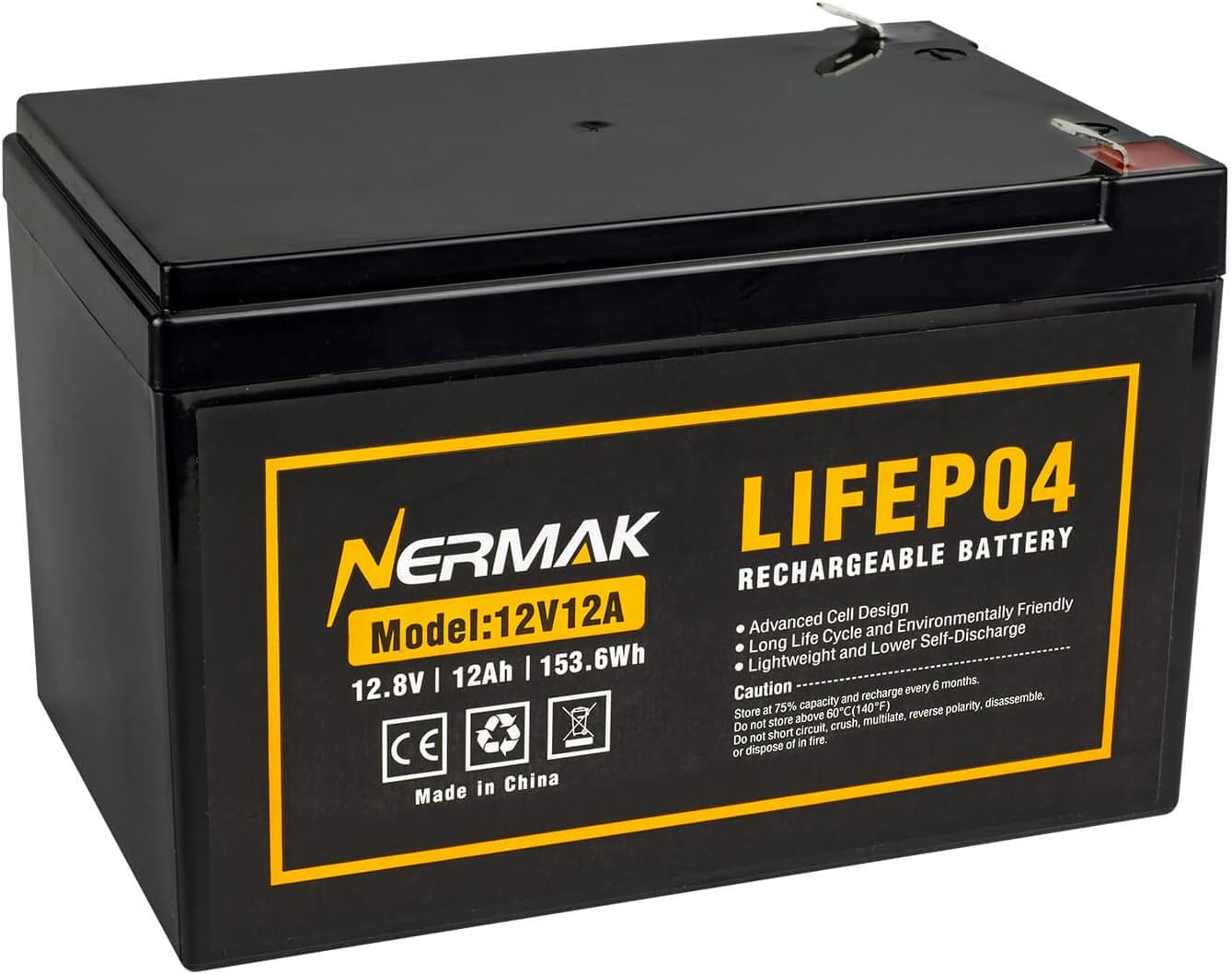 12V 12Ah Lithium LiFePO4 Deep Cycle Battery, 2000+ Cycles Lithium Iron Phosphate...