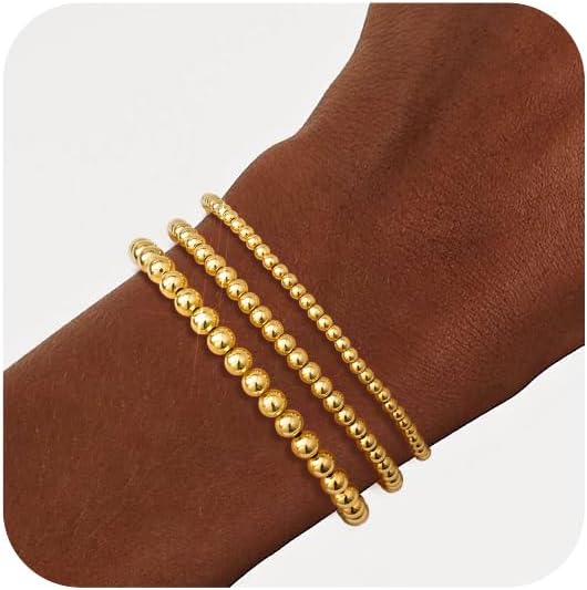 doubgood Gold Bracelets for Women 18K Gold Plated Gold Bracelet Stack Beaded Bra...