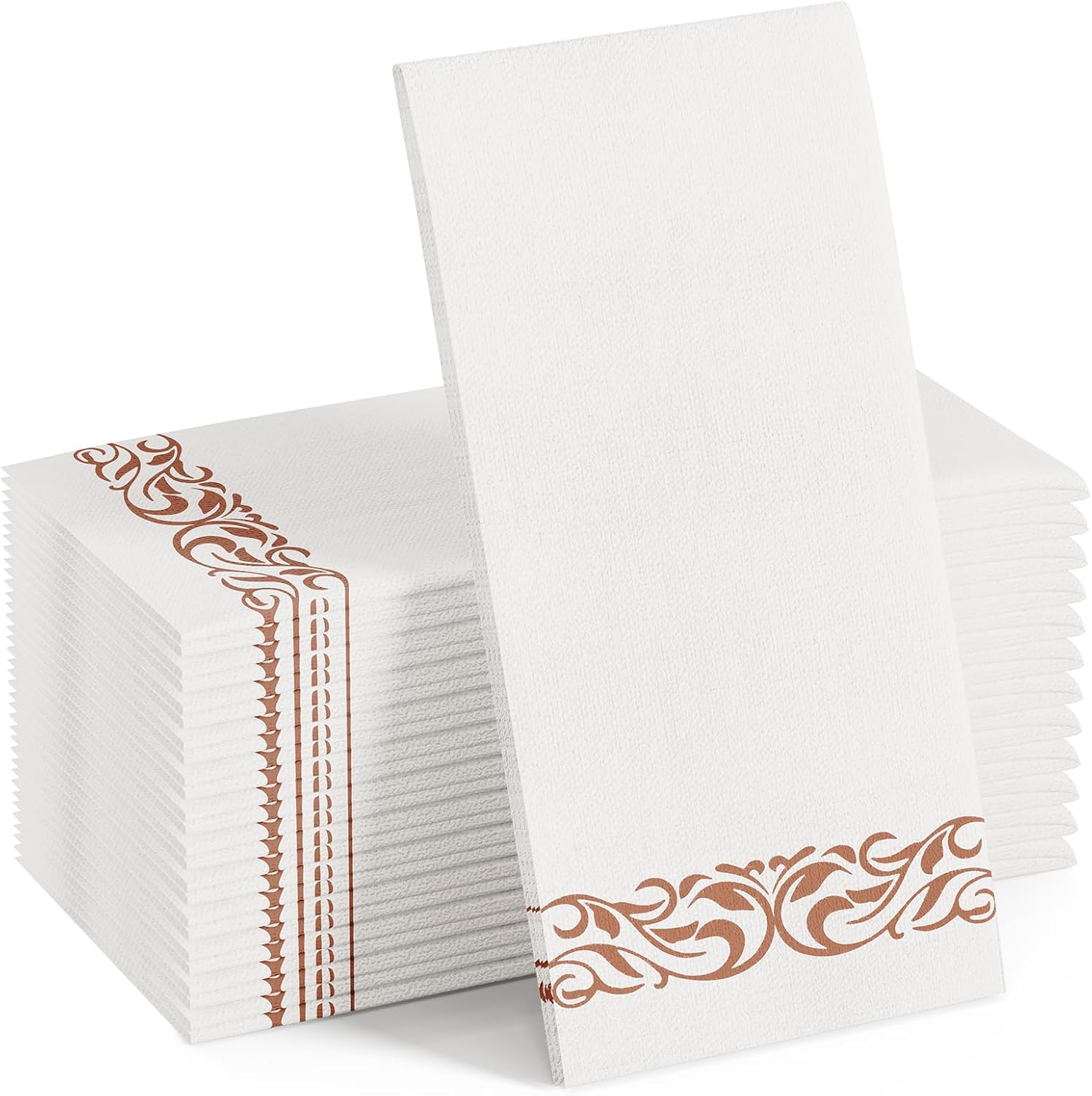 FOCUSLINE 100 Linen Feel Disposable Bathroom Napkins, Rose Gold Wedding Napkins...