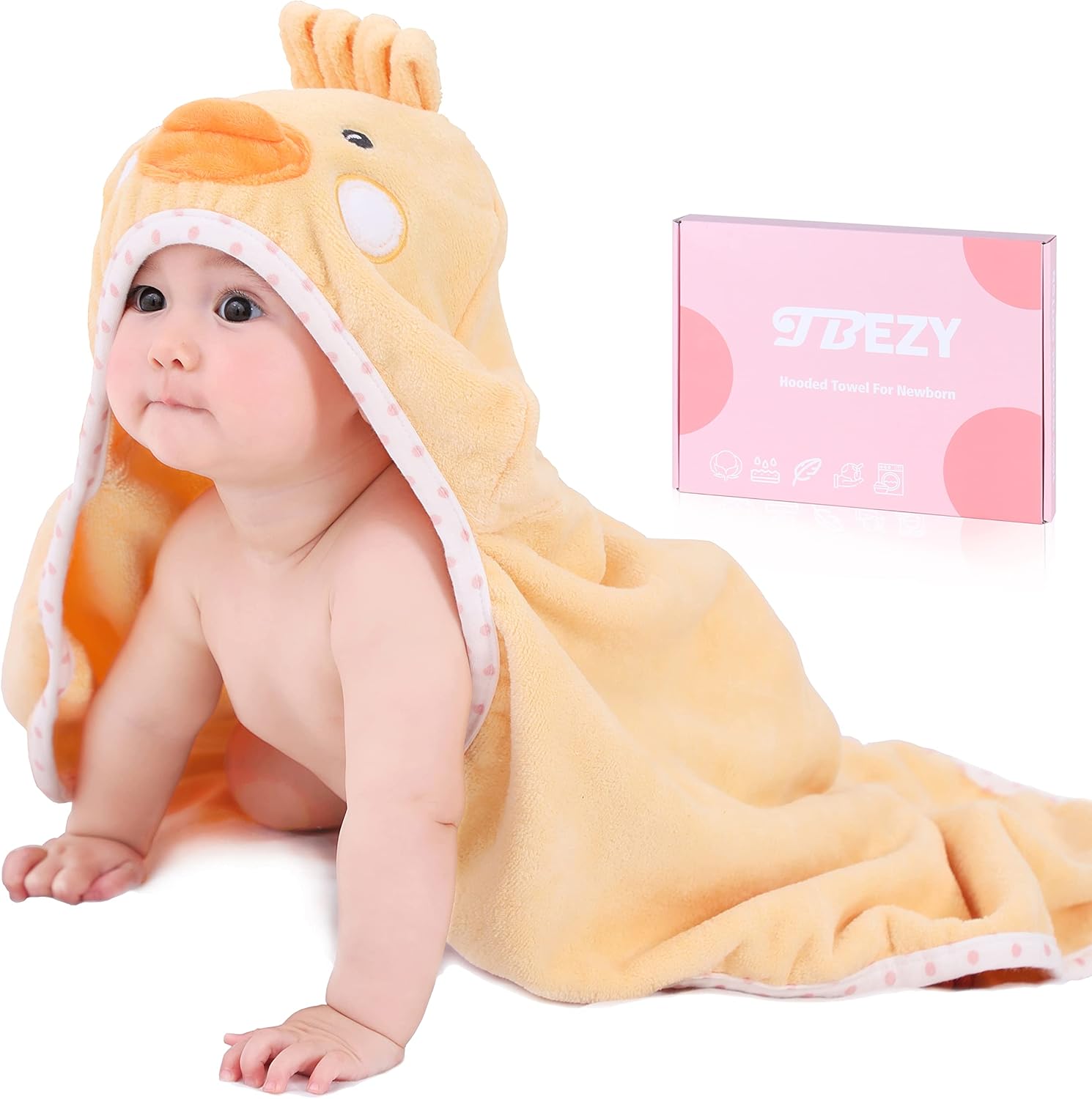 Baby Hooded Towel with Unique Animal Design Ultra Soft Thick Cotton Bath Towel f...