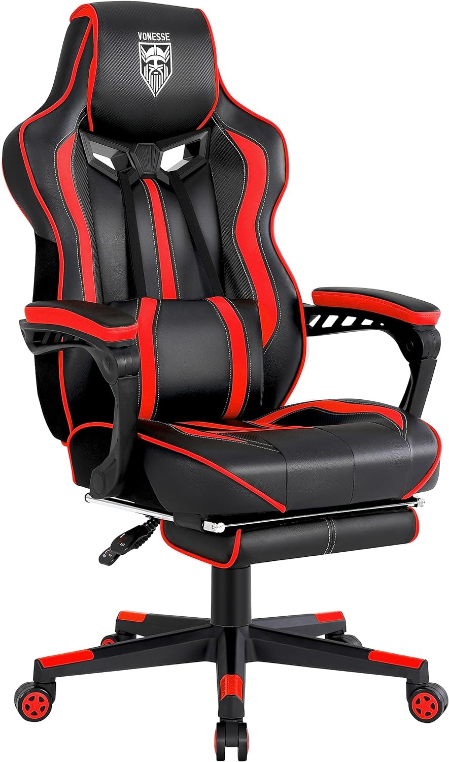 Vonesse Reclining Gaming Chair with Footrest Gaming Computer Chair with Massage...