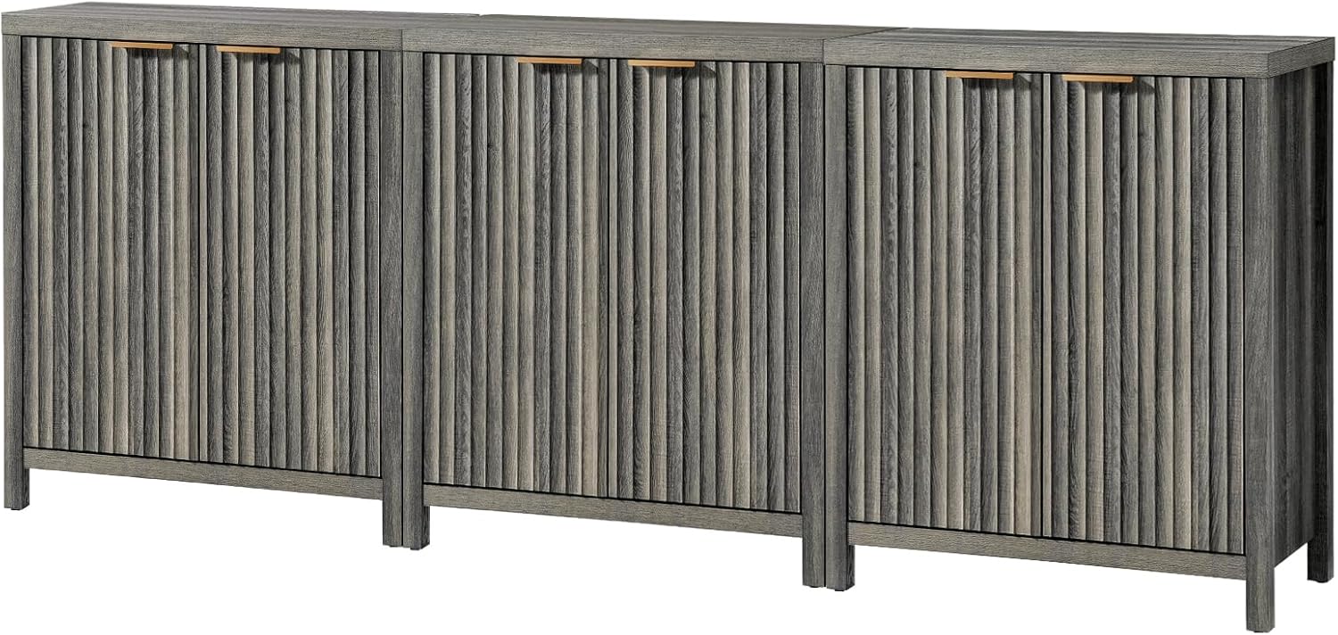 Oxford Storage Cabinet Fluted Sideboard Buffet Cabinet with Adjustable Shelves M...