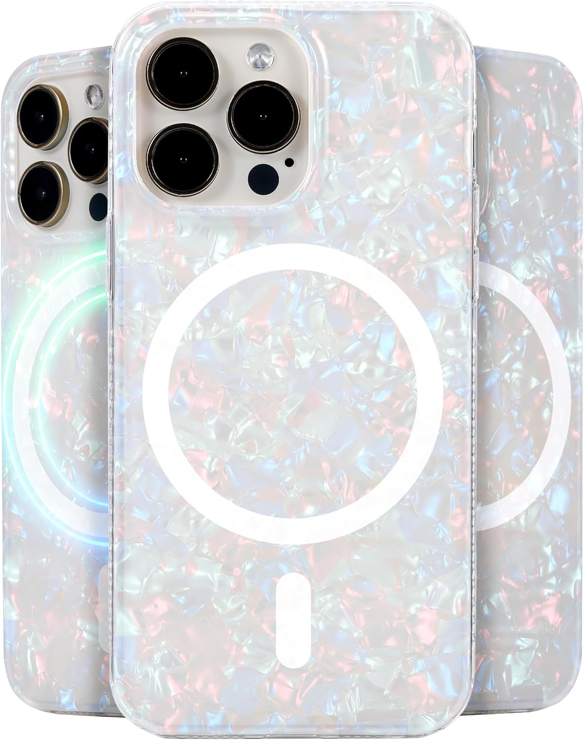 LONLI Hue - for iPhone 15 Pro Case [Compatible with Magsafe] - White Pearl Tort...