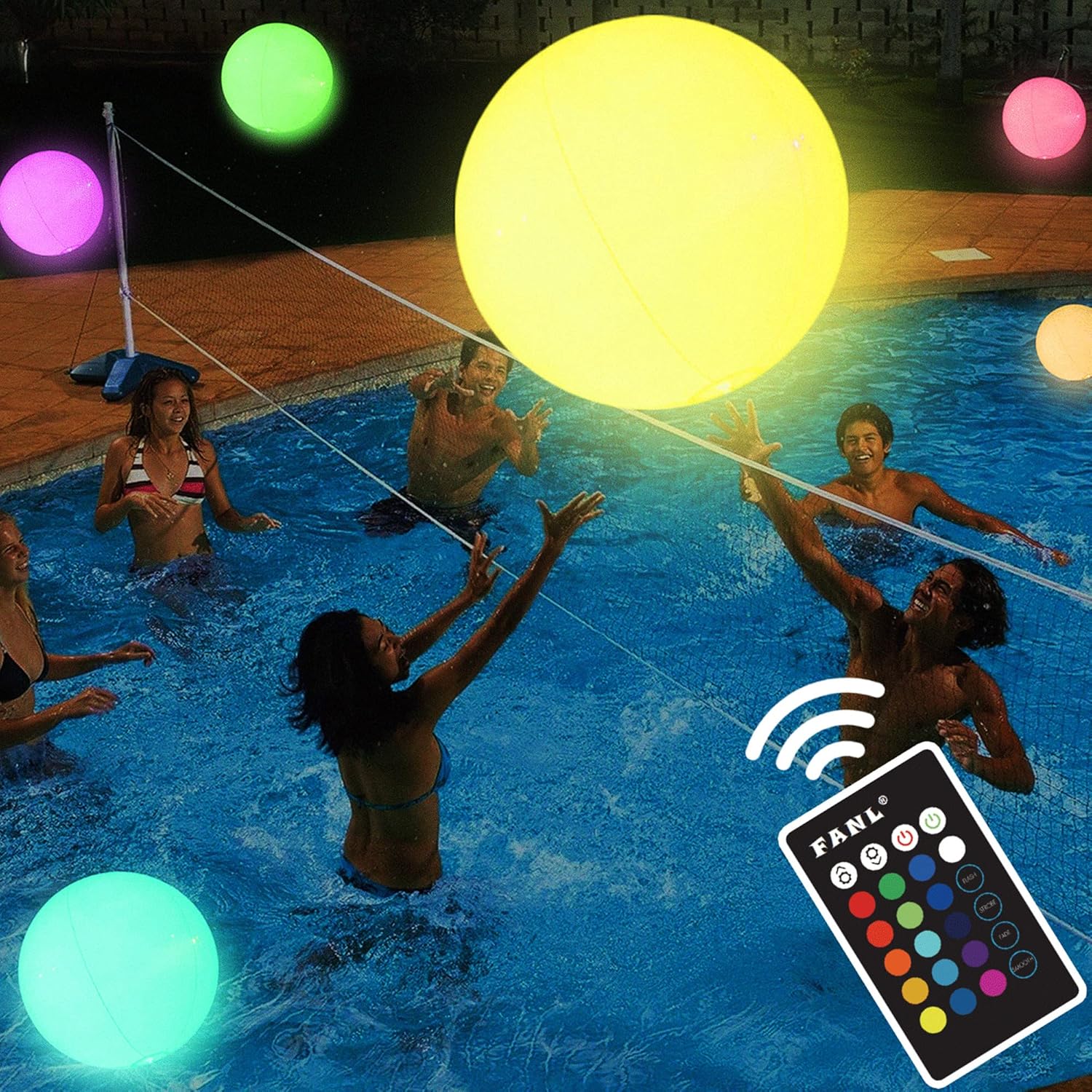 Pool Toys - LED Beach Ball with Remote Control - 1...