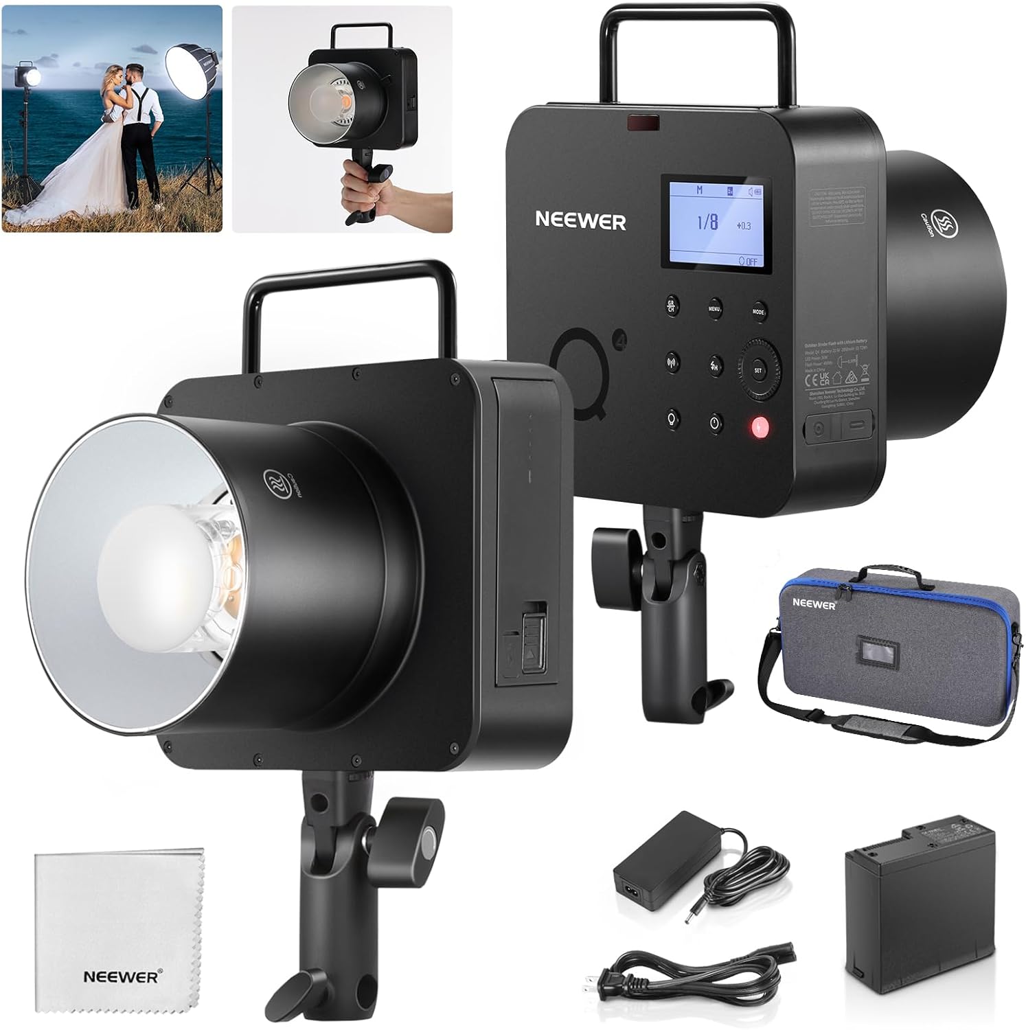 NEEWER Q4 400Ws 2.4G TTL Outdoor Studio Flash (New Look), 1/8000s HSS/2800mAh Ba...