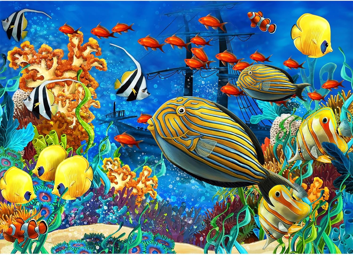 HUADADA Jigsaw Puzzles for Adults 1000 Pieces, Underwater Fishes Interlock Perfe...