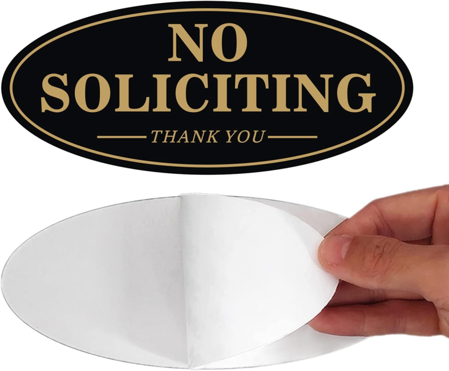 No Soliciting Sign - Self Adhesive 7" x 3" No Solicitor Metal Signs for House -...