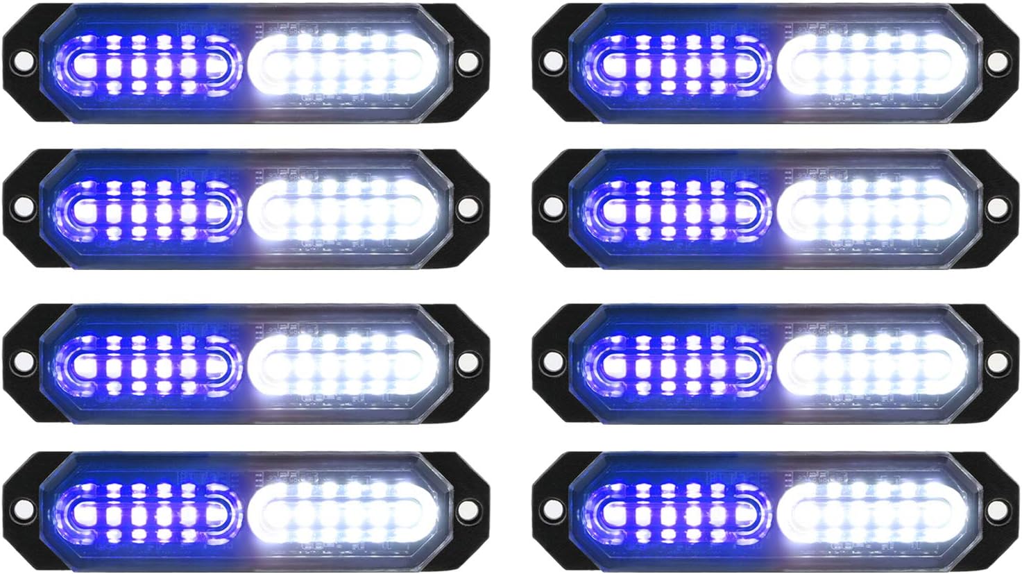 ASPL 8pcs Sync Feature Ultra Slim 12-LED Surface Mount Flashing Strobe Lights fo...