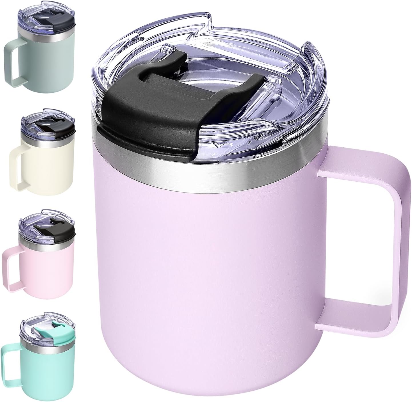 ALOUFEA 12oz Insulated Coffee Mug Cup with Handle, Stainless Steel Travel Coffee...