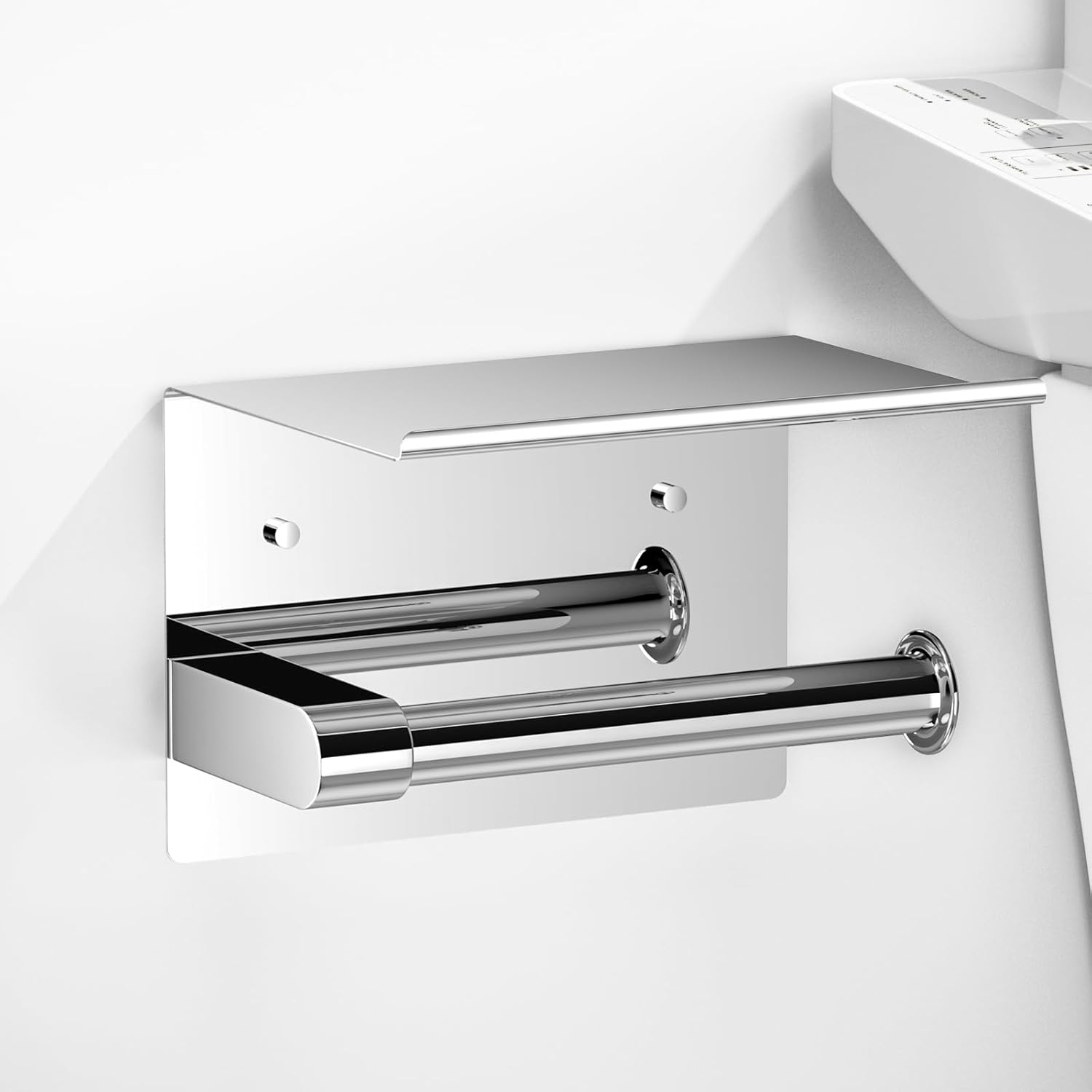 ASTOFLI Toilet Paper Holder with Shelf, Rustproof SUS304 Chorme Toilet Paper Hol...