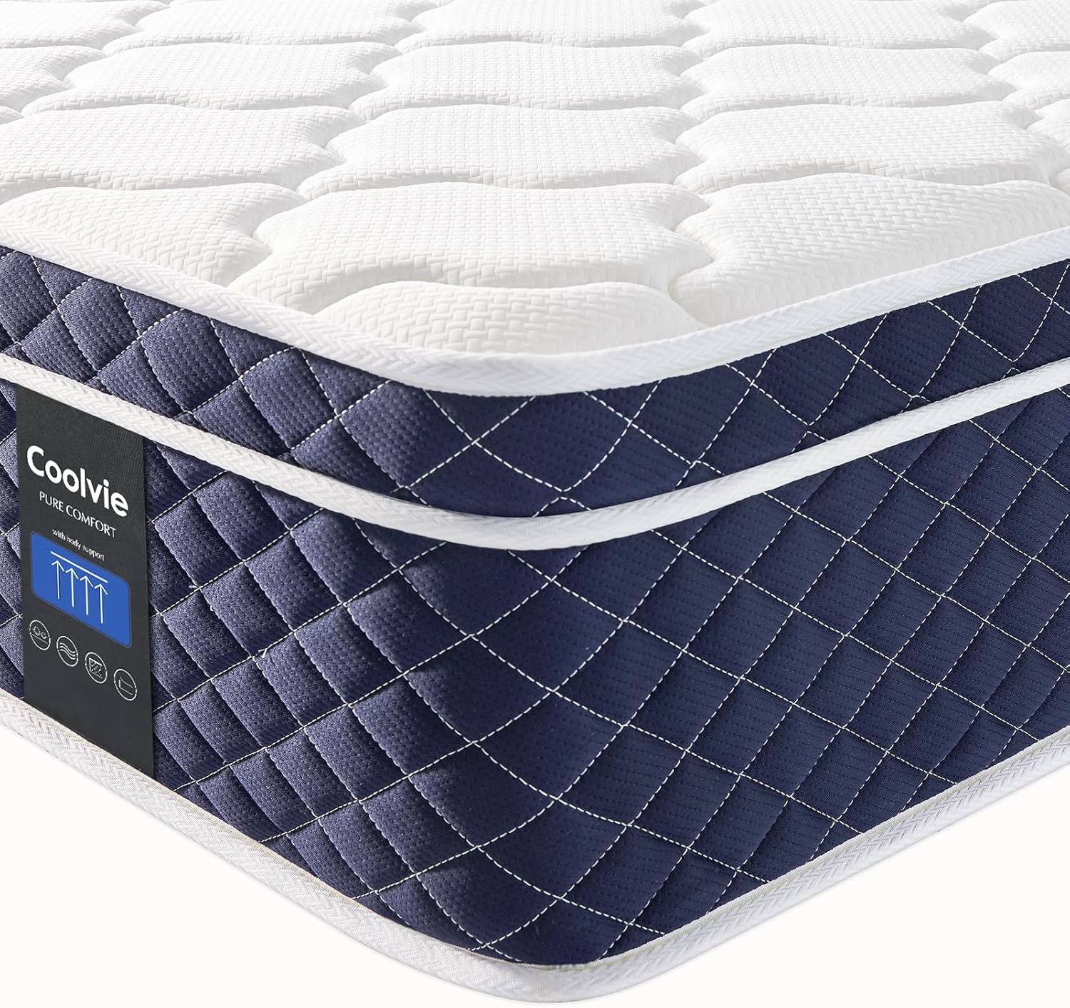 Coolvie Full Mattress, Hybrid Mattress in a Box, Firm Feel Fiberglass Free Mattr...