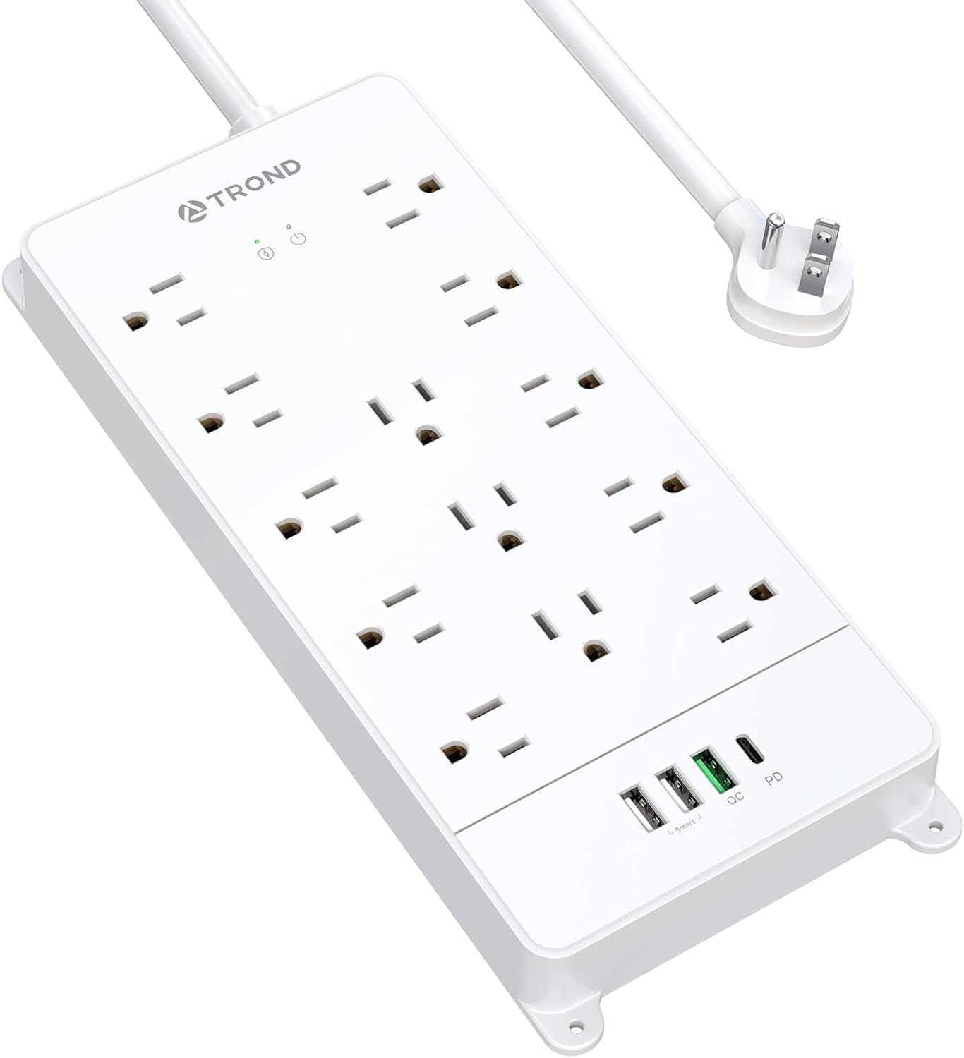 TROND Surge Protector Power Strip with USB Cord, Flat Plug Extension Cord 5 ft,...