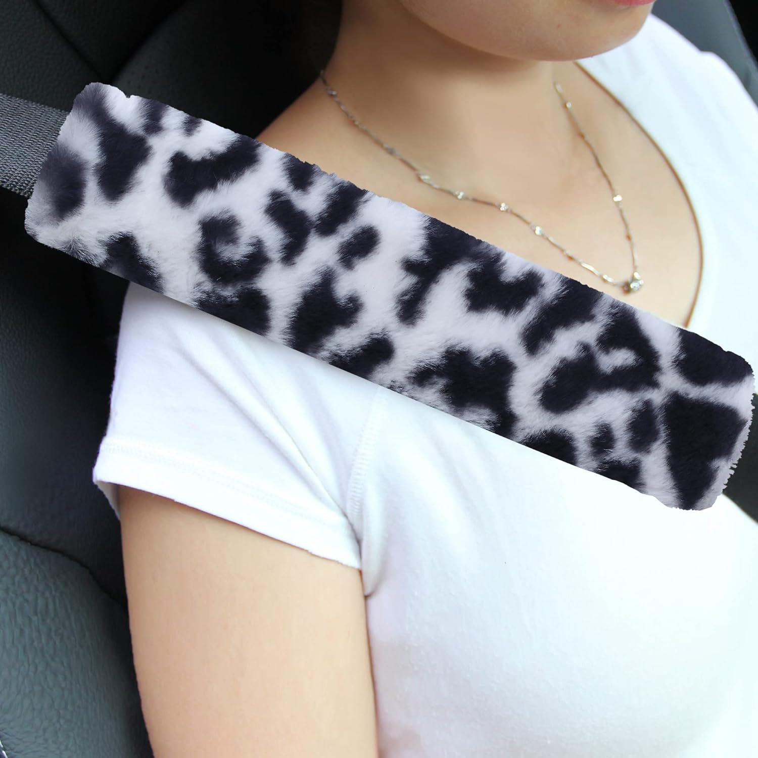 Amooca Soft Faux Fur Universal Fit Seatbelt Cover Car Truck SUV Airplane Seat Be...