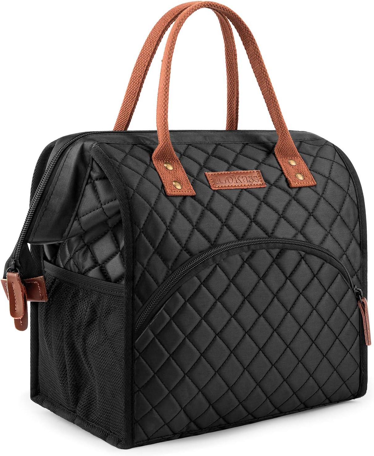 LOKASS Lunch Bag Insulated Lunch Box Wide-Open Lunch Tote Bag Large Drinks Holde...