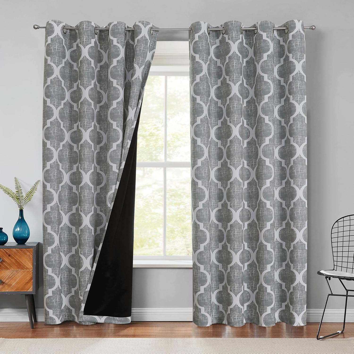 Beauoop 100% Blackout Curtains 84 Inches Long 2 Panels for Bedroom Living Room G...