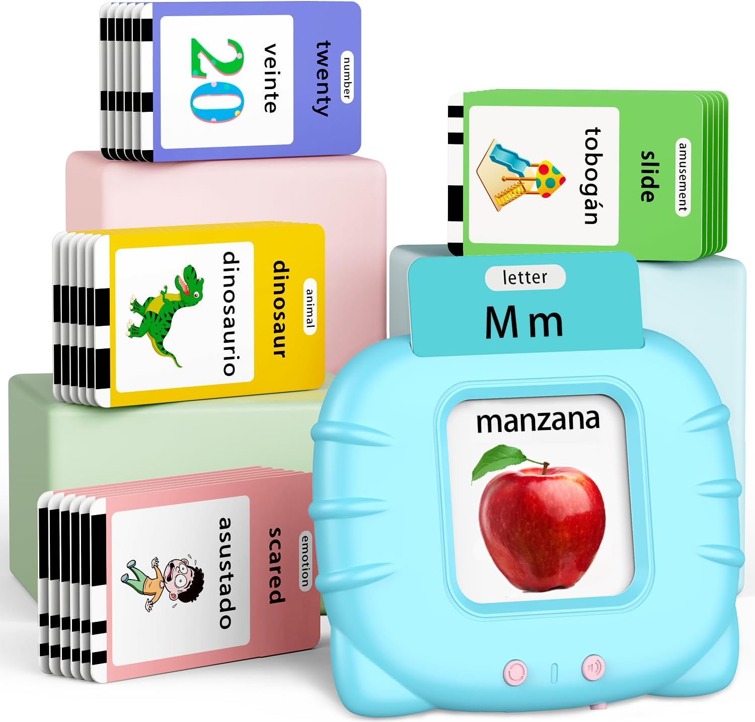 Spanish English Bilingual Learning Toys, Educational ABC Talking Flash Cards wit...