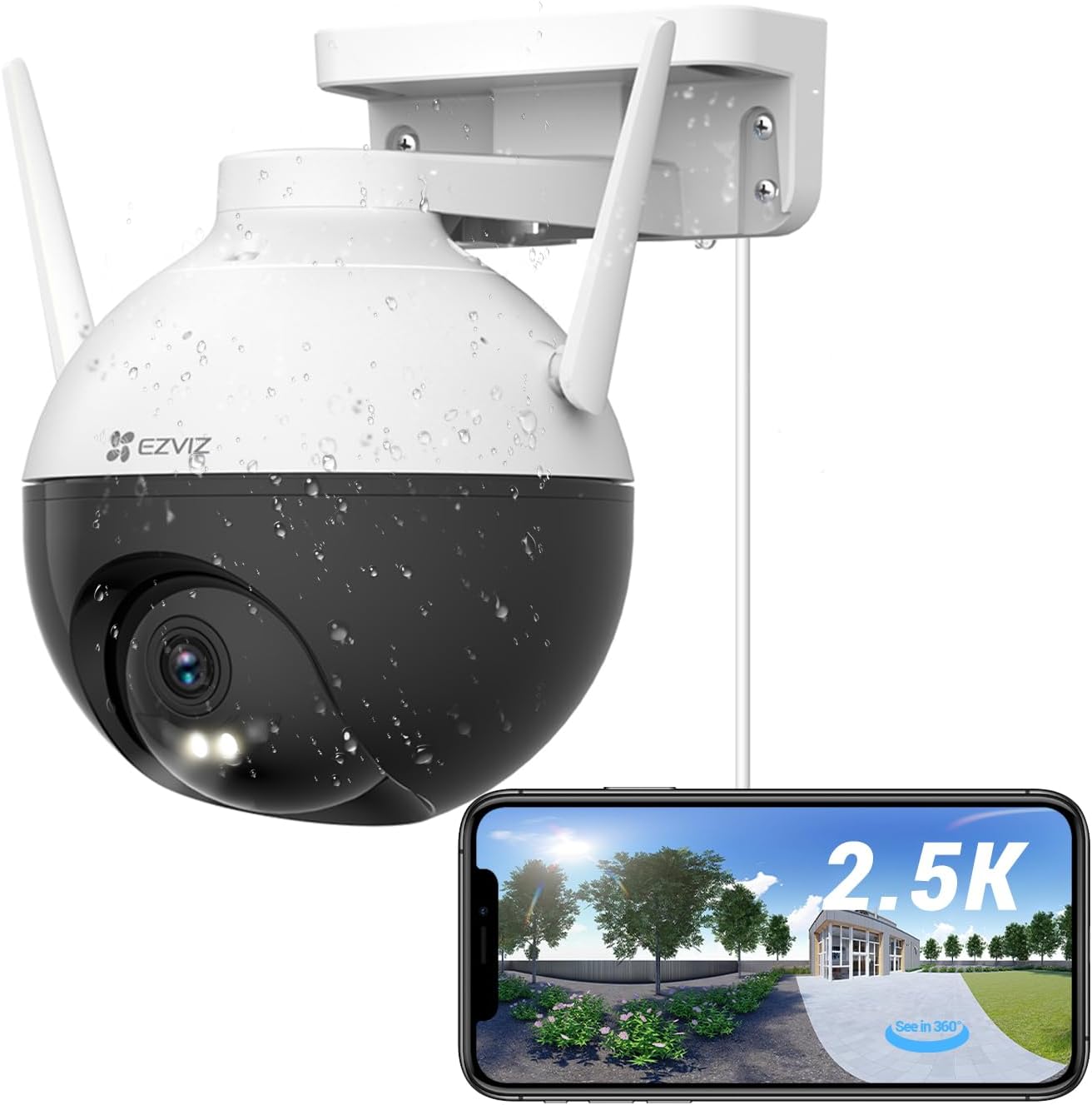EZVIZ Security Camera Outdoor, 4MP WiFi Camera Pan/Tilt, 360° Visual Coverage, I...