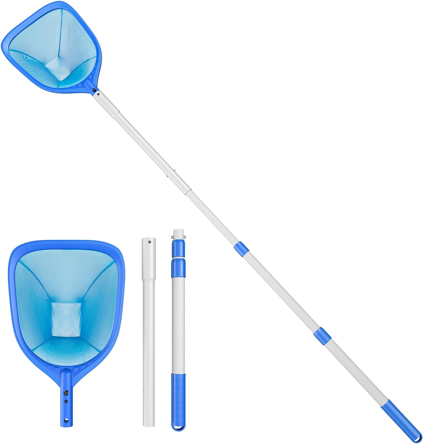 Swimming Pool Skimmer Net Total Length 67.7 inches, Leaf Rake Net with Adjustabl...