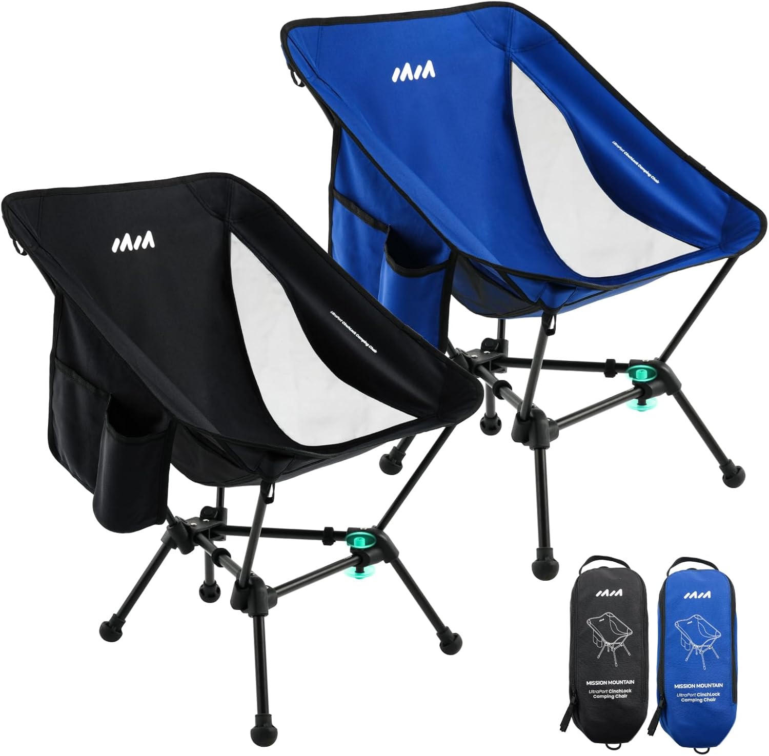 CinchLock Camping Chairs 2 Pack, Portable Lightweight Camping Chair, Backpacking...