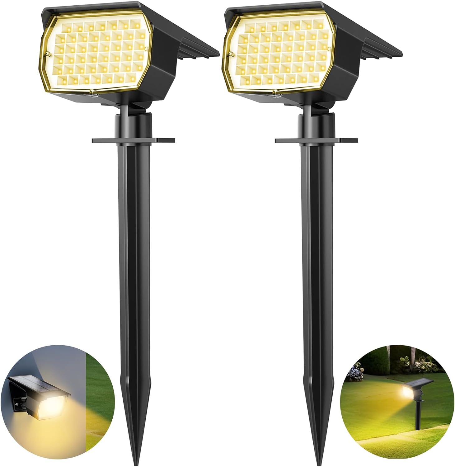 Solar Spot Lights Outdoor 2 Pack, [46 LED/3 Modes] Solar Landscape Spotlights Wa...