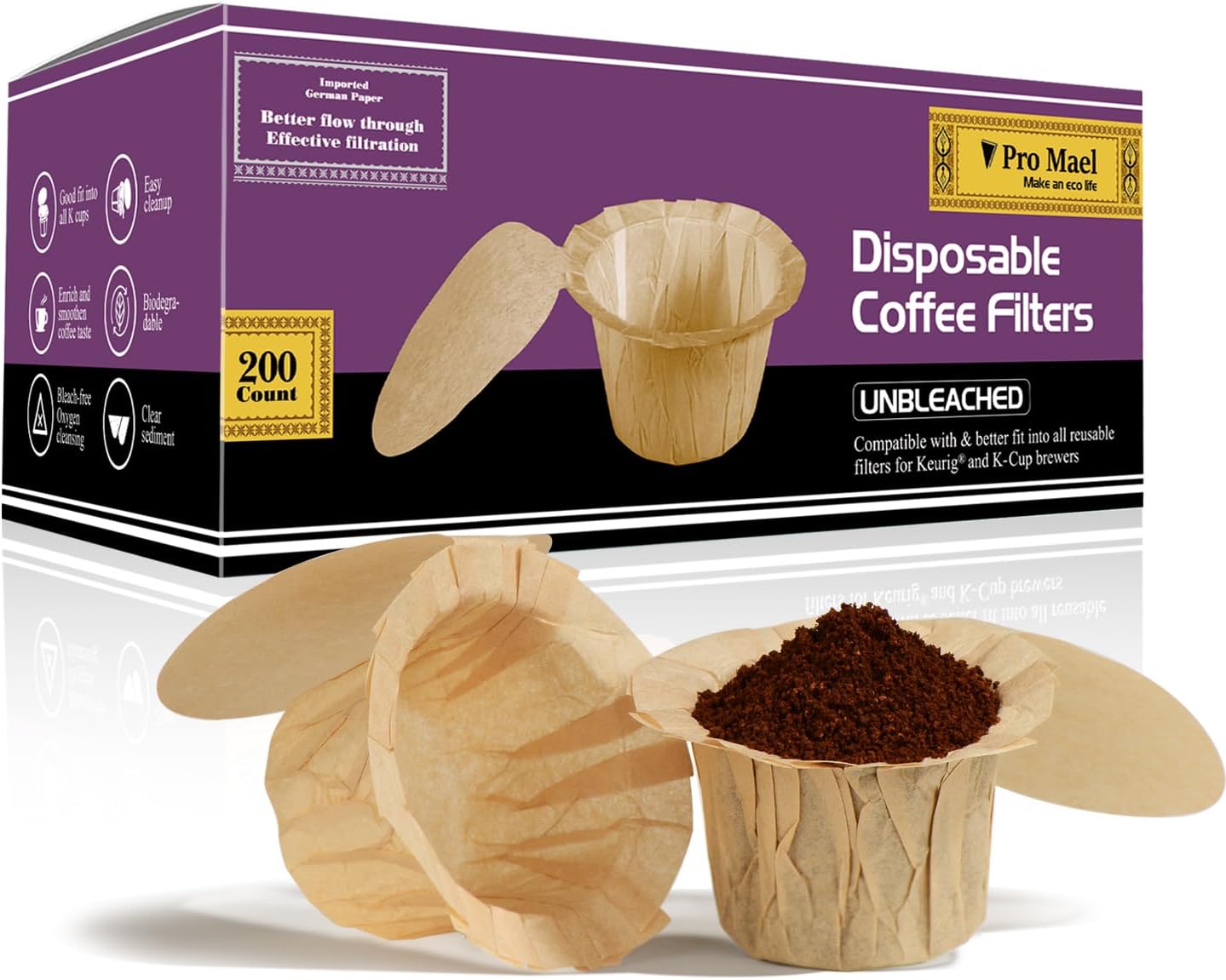 Disposable Coffee Filters Paper with Lid for Keurig Brewers Single Serve 1.0 and...