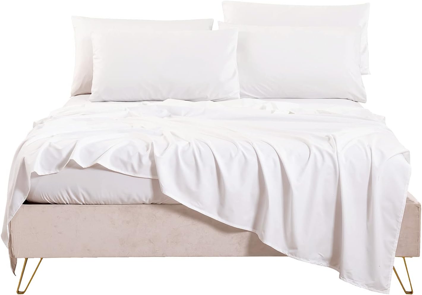 Bedlifes King Sheet Set- Cooling Sheets-Ultra Soft-Silky-Breathable-Deep Pocket-...