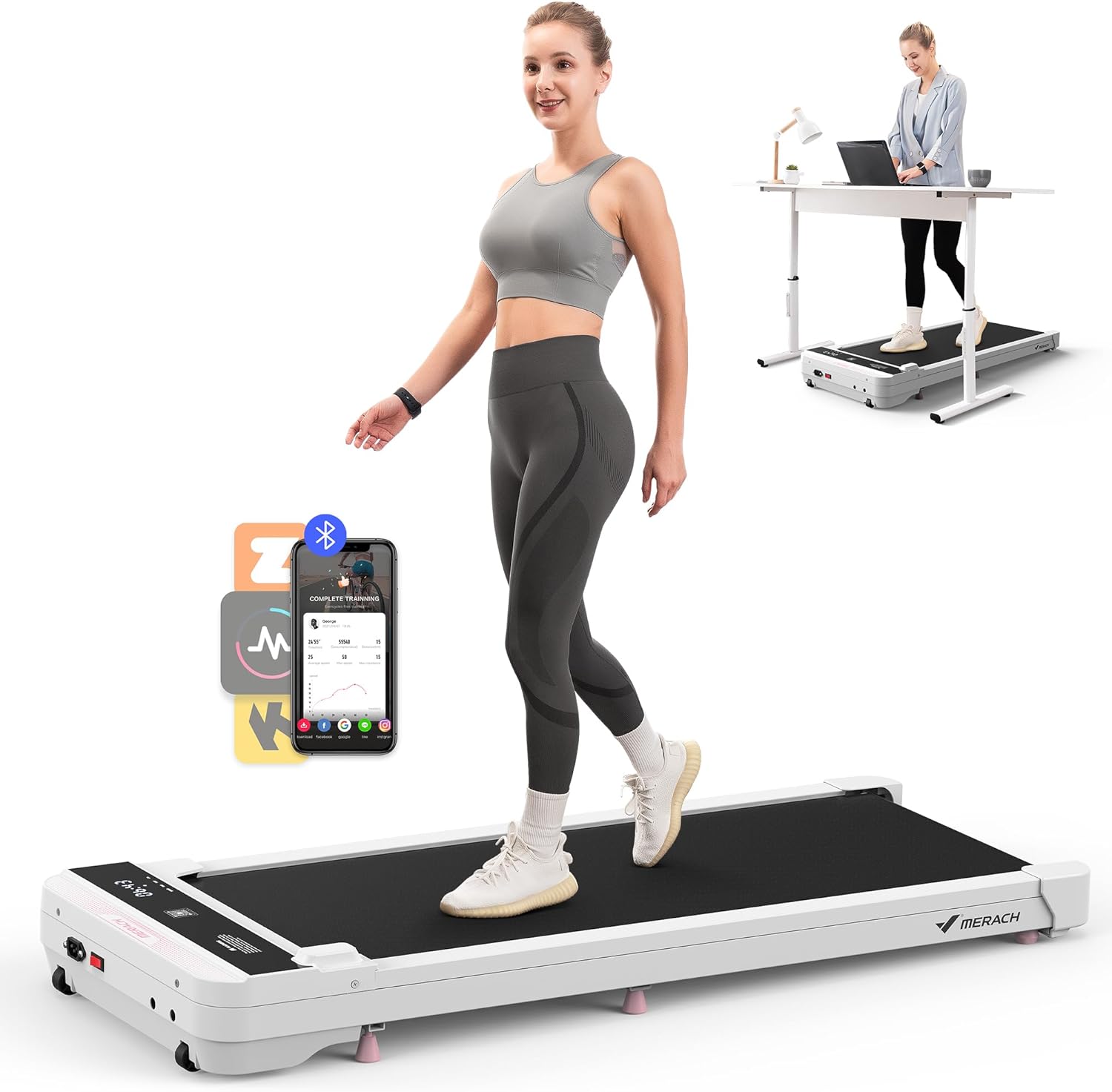 MERACH Walking Pad, Small Treadmill for Home & Office, Under Desk Treadmill with...