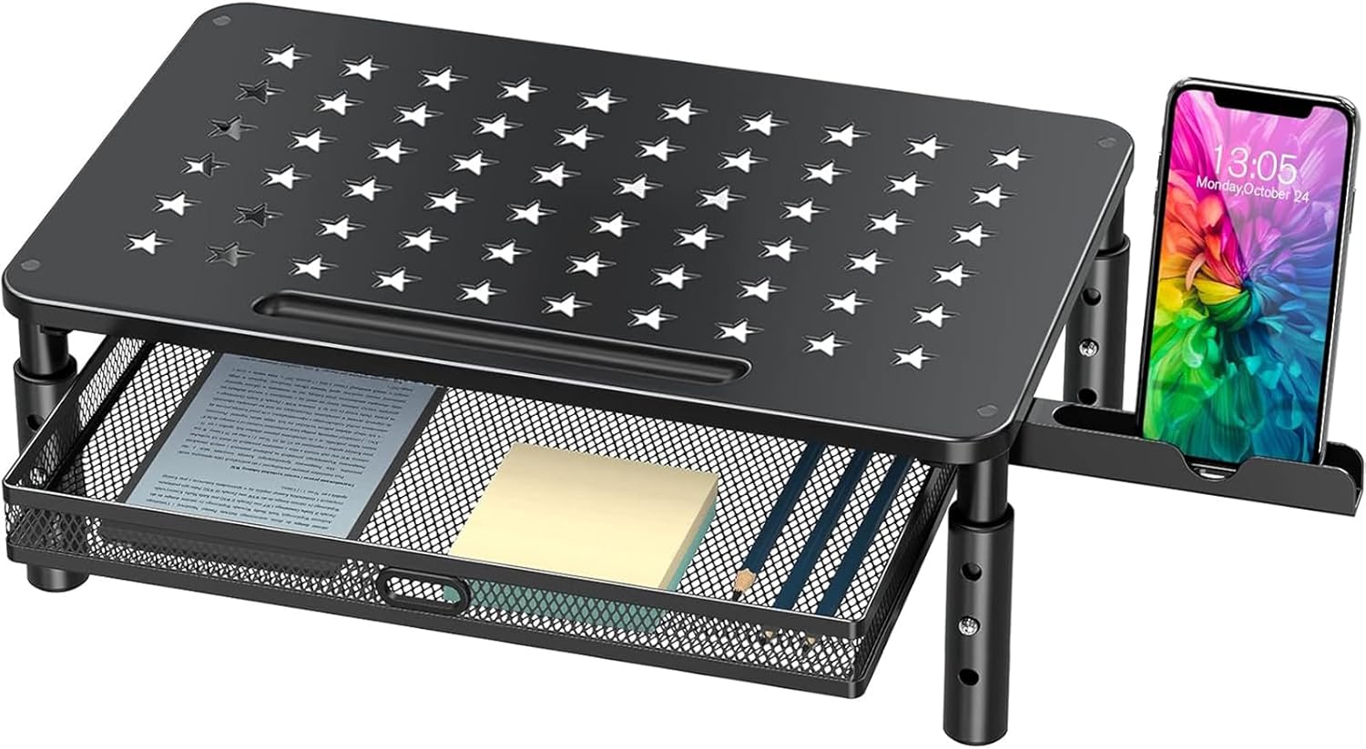 Zimilar Monitor Stand Riser with Metal Mesh Drawer...