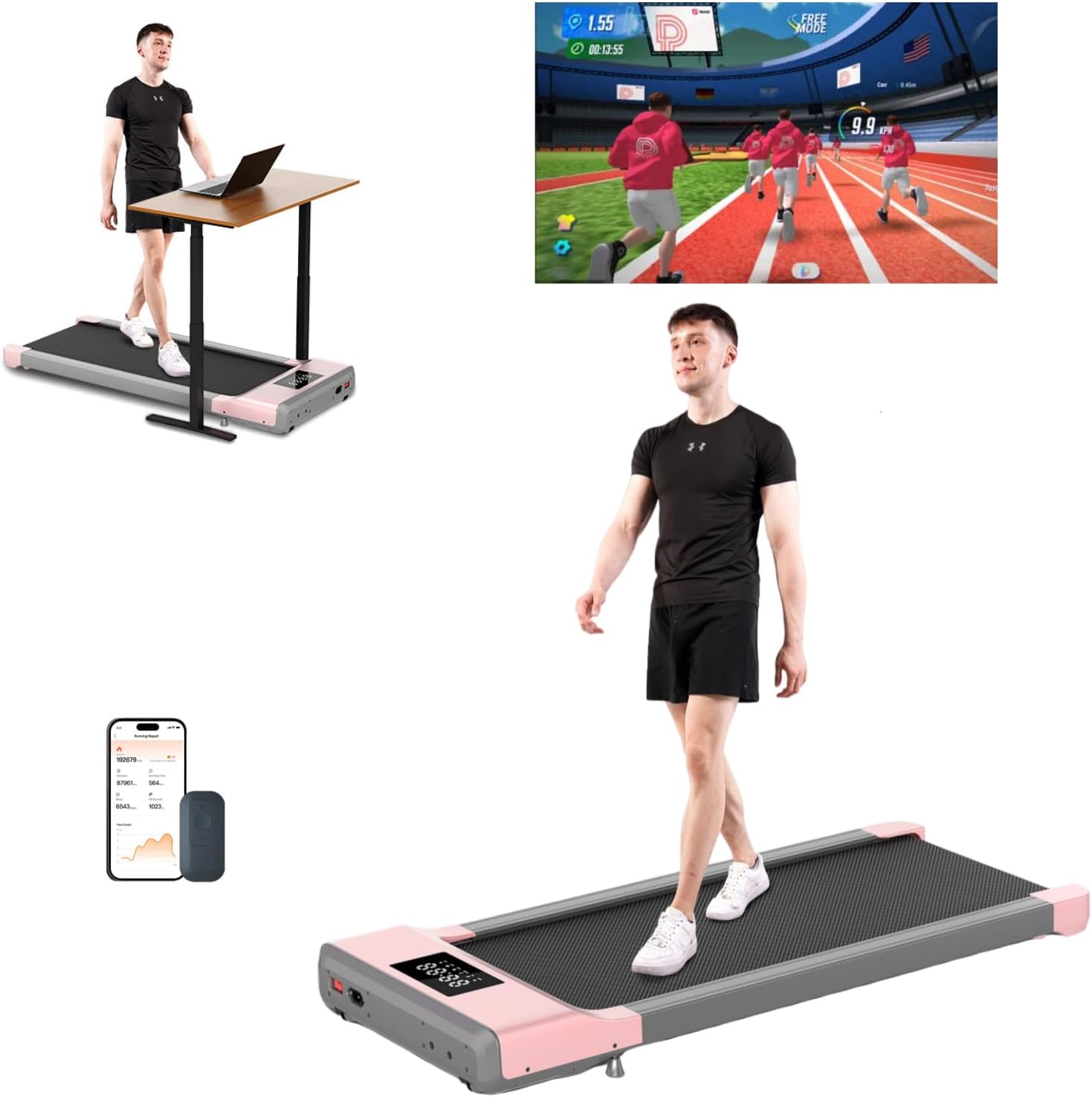 DeerRun 2024 Upgrade Racing Walking Pad, Smart Quiet Under Desk Treadmills, Comp...