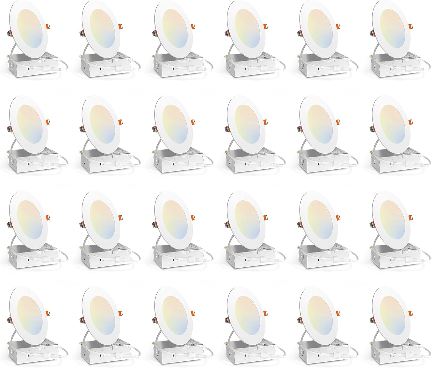 Amico 24 Pack 4 Inch 5CCT Ultra-Thin LED Recessed Ceiling Light with Junction Bo...