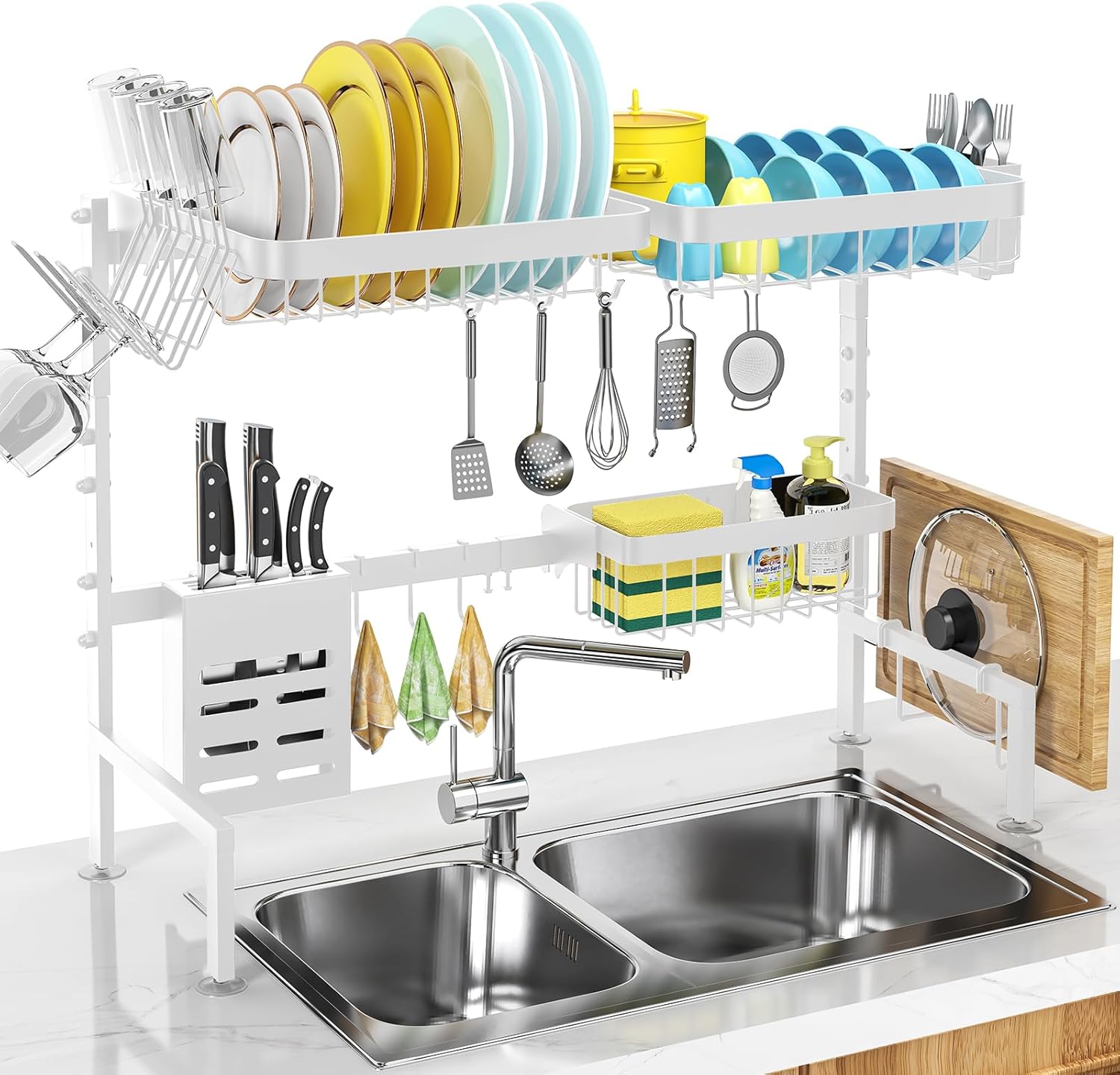 MERRYBOX Over The Sink Dish Drying Rack Adjustable...