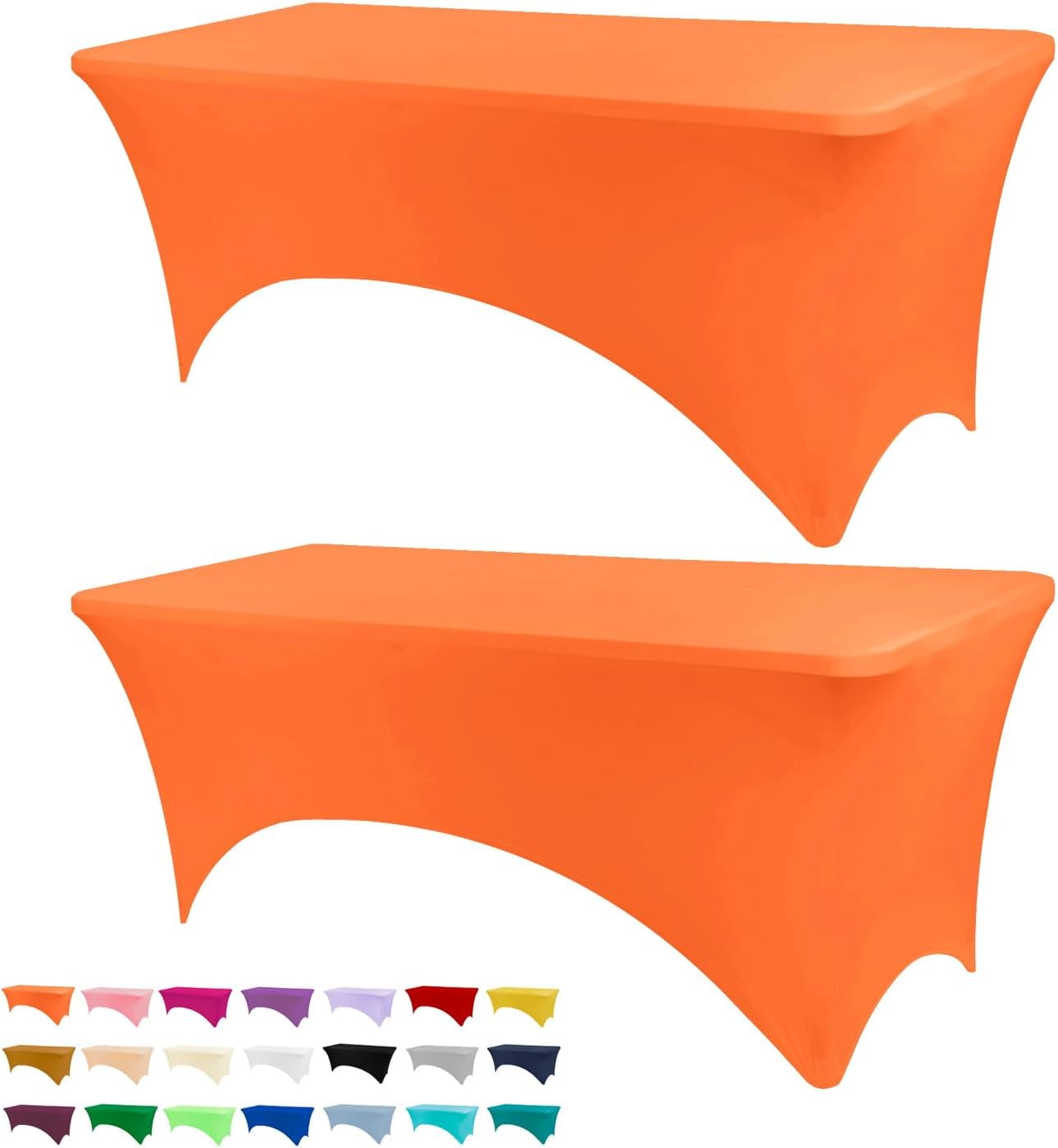 Table Covers for 6 Foot Tables 2 Pack, Spandex Table Covers 6ft, Orange Table Cl...