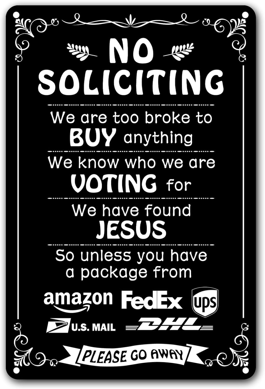 Funny Dark Humor Bestylez No Soliciting Sign For House, Home, Yard, Bedroom, Fro...