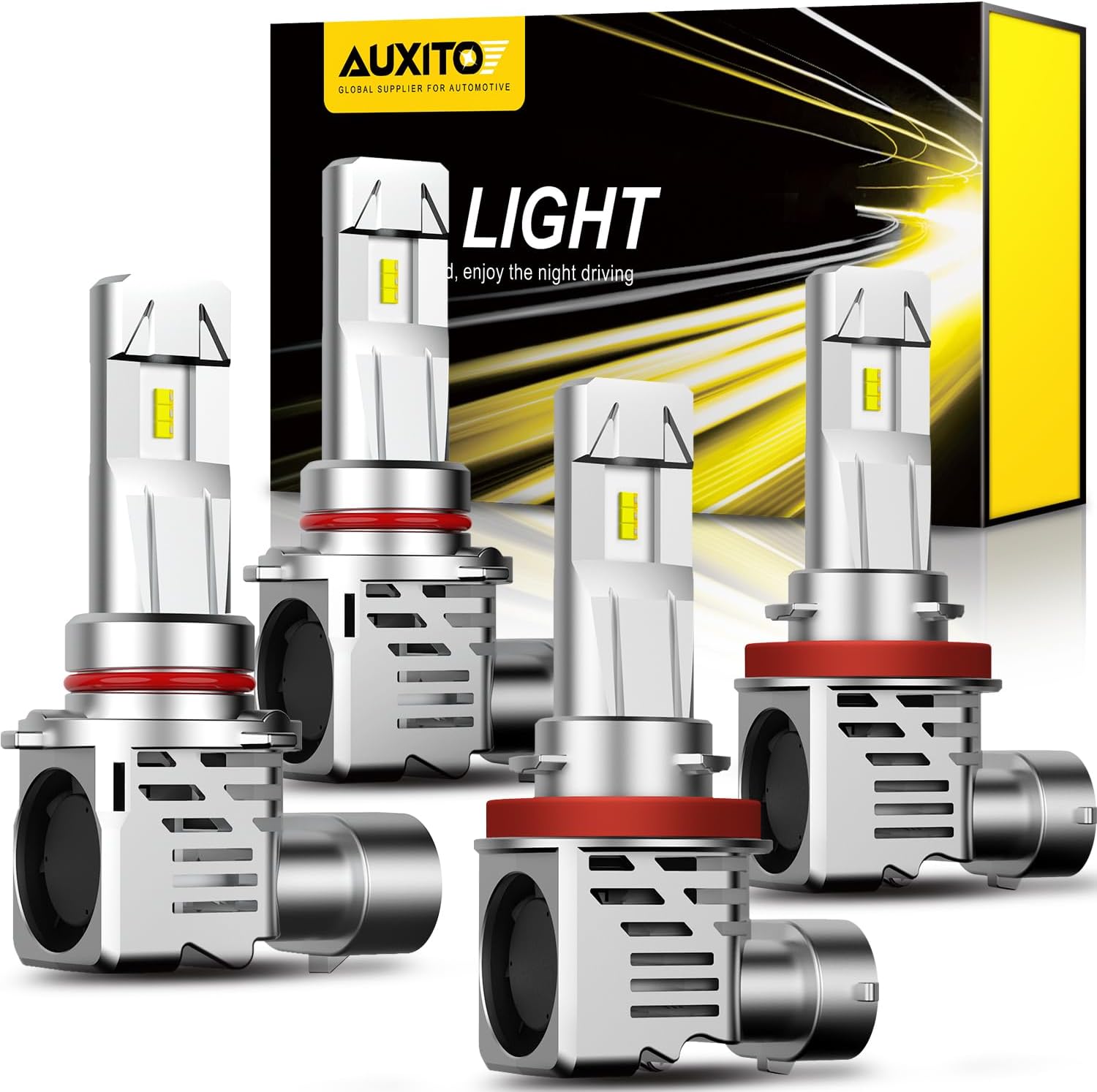 AUXITO 9005 H11 Light Bulbs Combo Fog Light Bulbs, 6500K Cool White, 800% Bright...