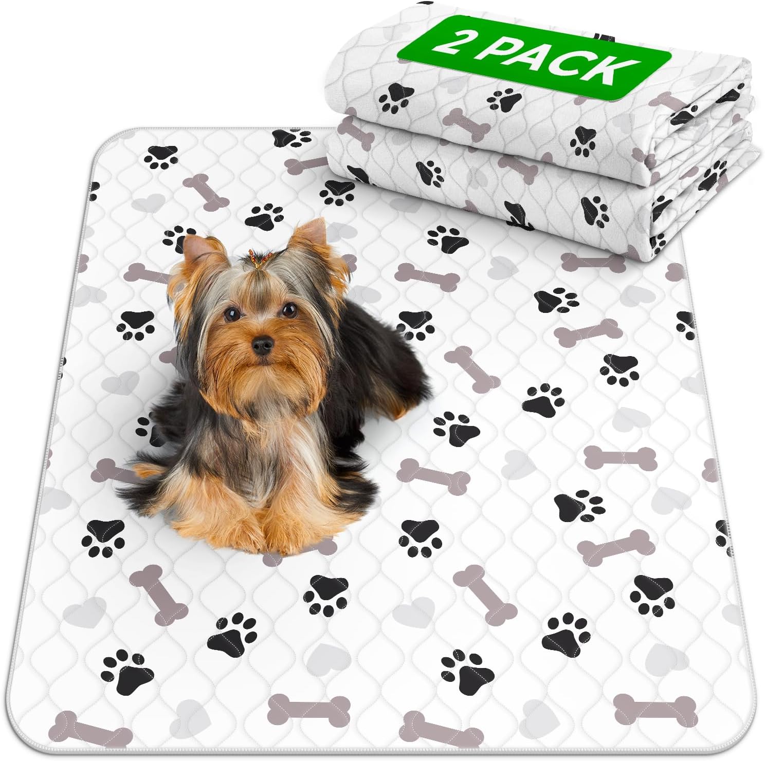 GREEN LIFESTYLE Washable Underpads - Large Pee Pads for Dogs, Machine Washable R...