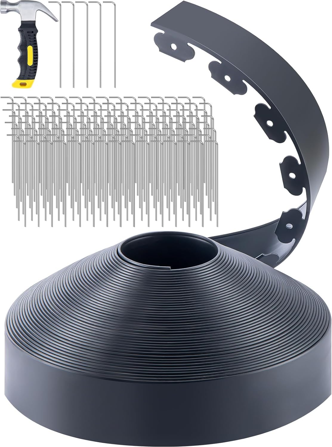 GROWNEER 4 in Tall, 150FT No-Dig Landscape Edging, Rubberific Landscape Edging G...