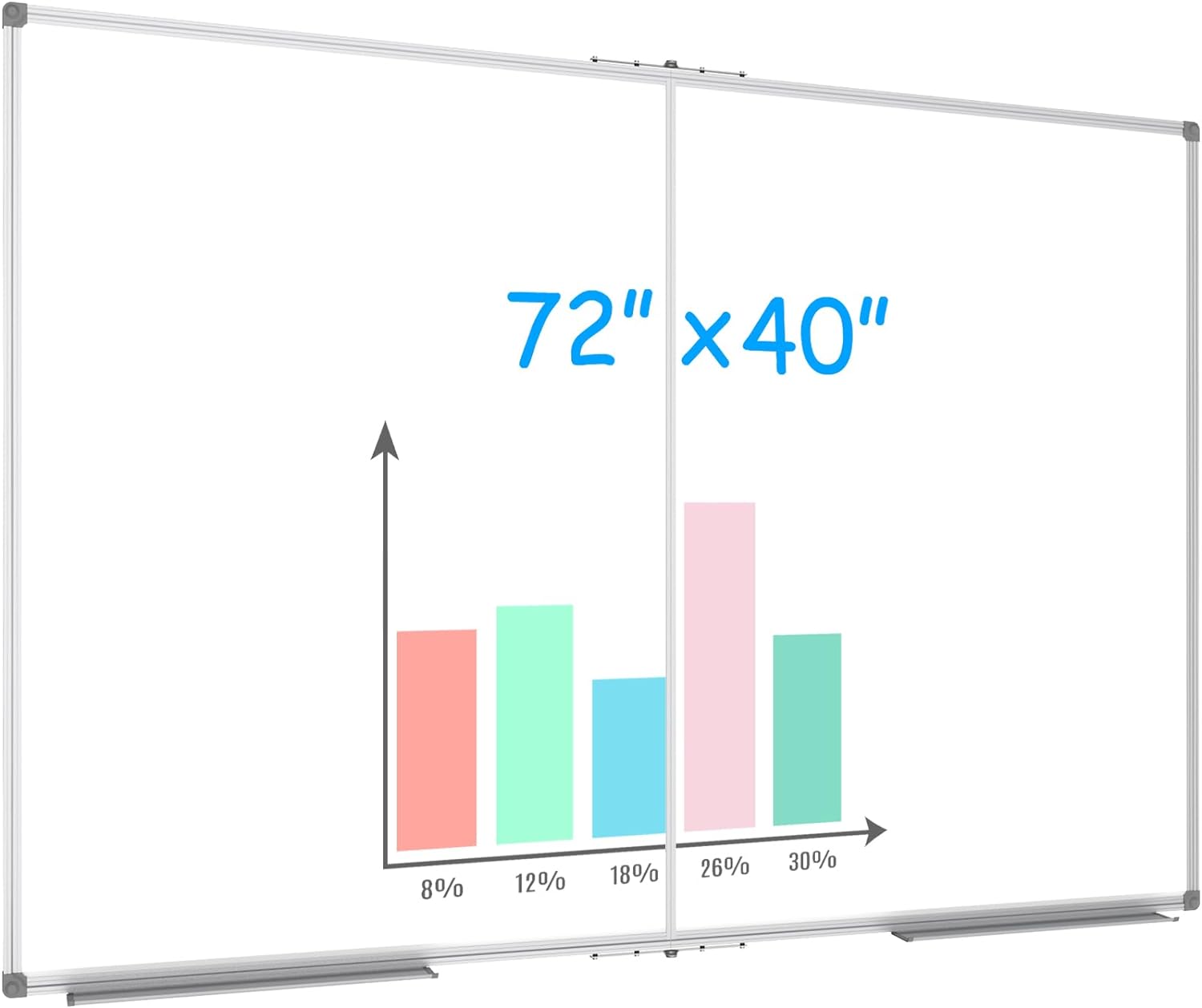 JILoffice Large Magnetic White Board, 72 x 40 Inches Foldable Dry Erase Board, S...