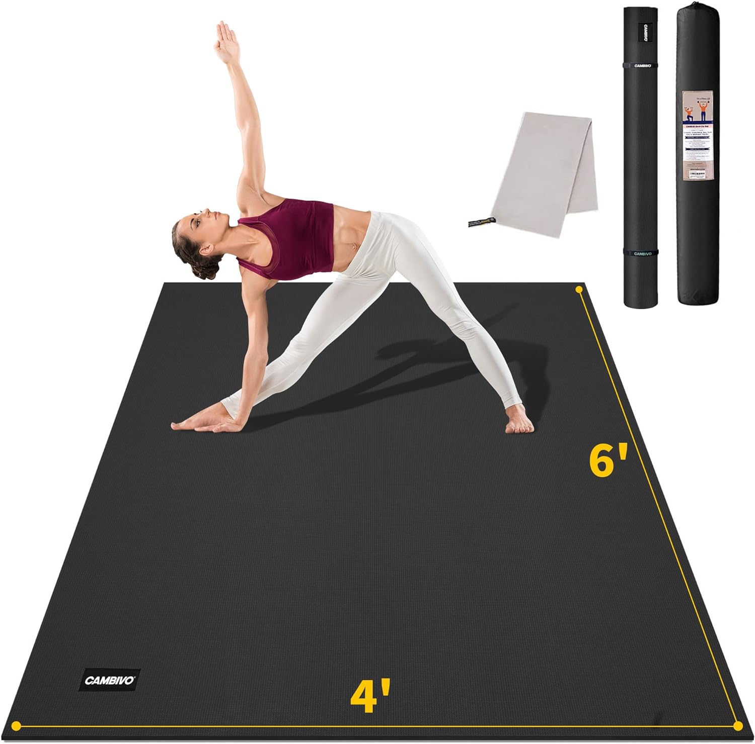 CAMBIVO Yoga Mat for Women and Men, Extra Long and Wide Exercise Mat(72"x48"/84"...
