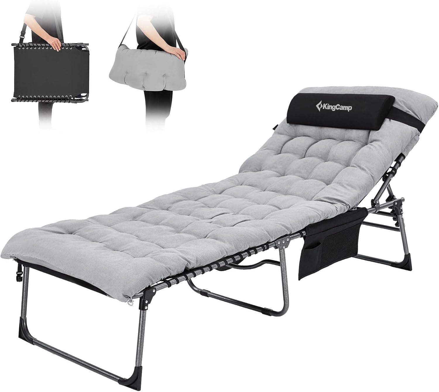 KingCamp Folding Chaise Lounge Outdoor, Adjustable...