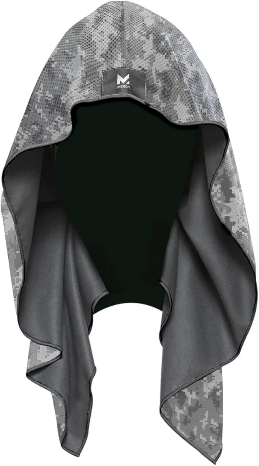 Mission Cooling Hoodie Towel, Digi Camo - Soft, Durable Microfiber - Cools Up to...