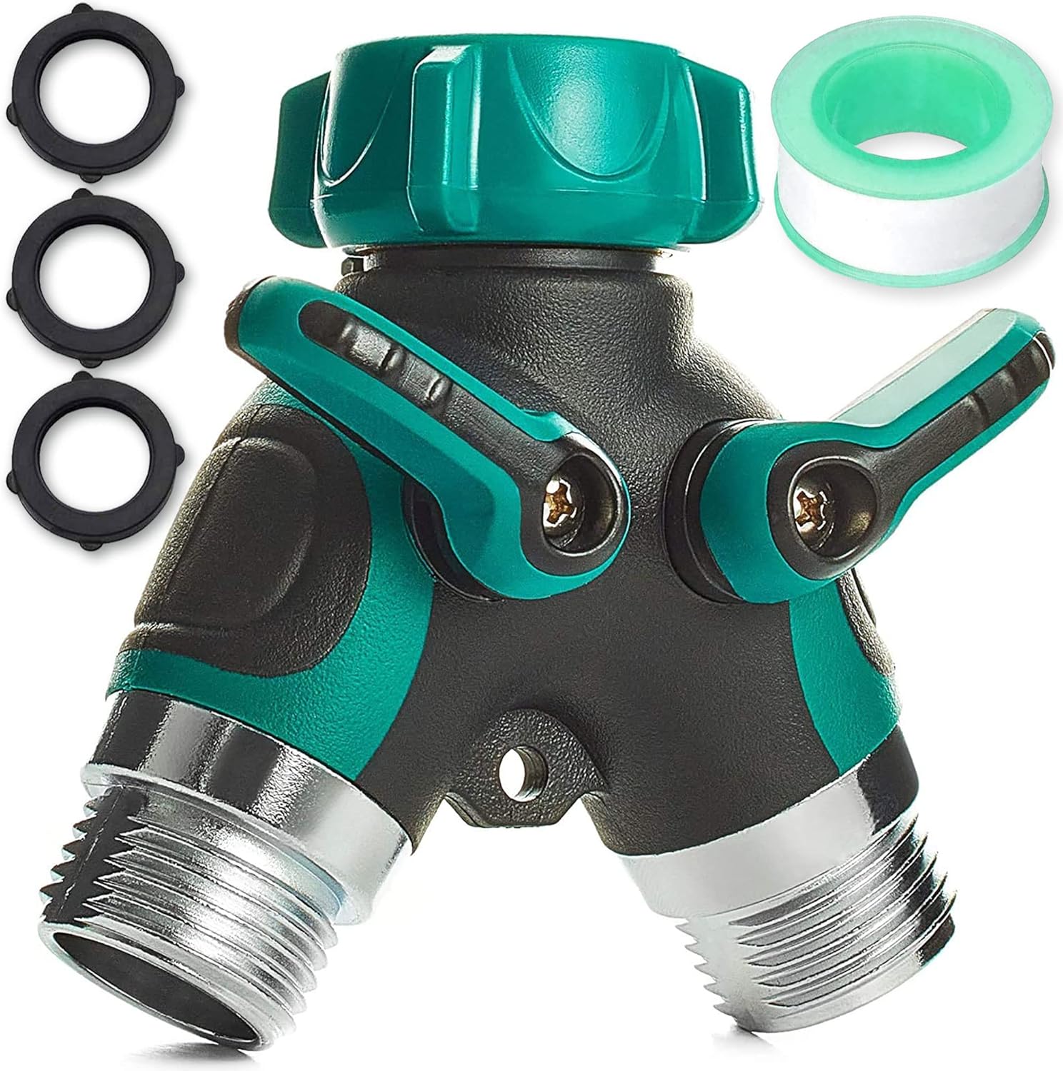 Trazon Water Splitter 2 Way, Garden Y Hose Connector Metal Body, Water Faucet Sp...