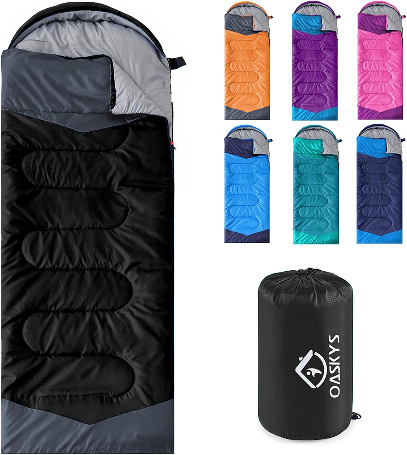Camping Sleeping Bag - 3 Season Warm & Cool Weather - Summer Spring Fall Lightwe...