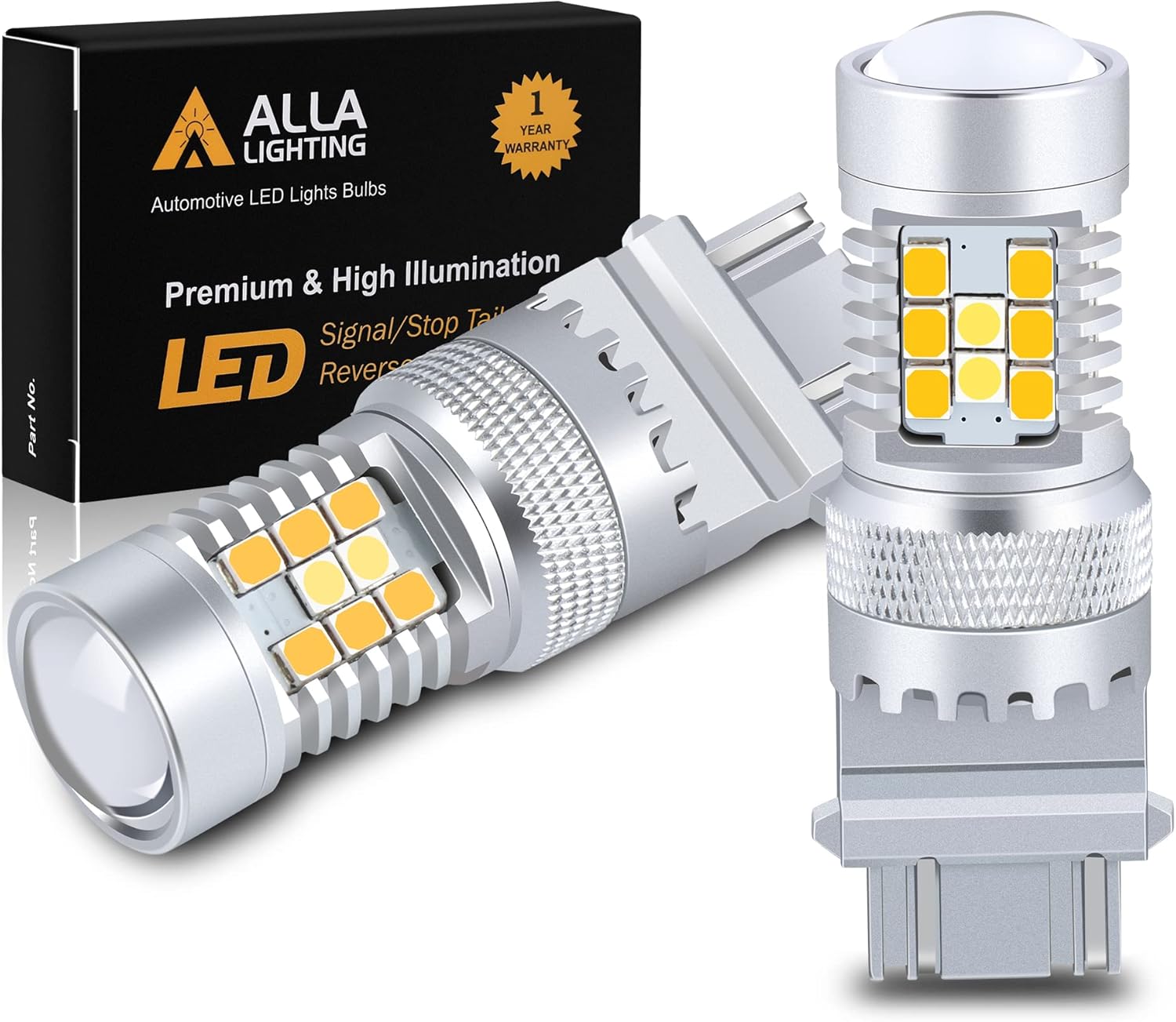 Alla Lighting T25 3457 3157 Switchback LED Turn Signal Lights Dual Color 6000K W...