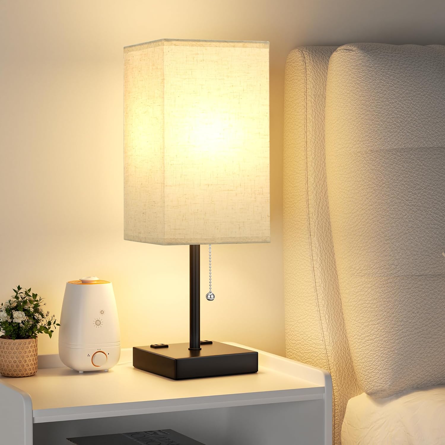 aooshine Beige Table Lamp for Bedroom - 3 Color Temperature 3000K 5000K 4000K Be...