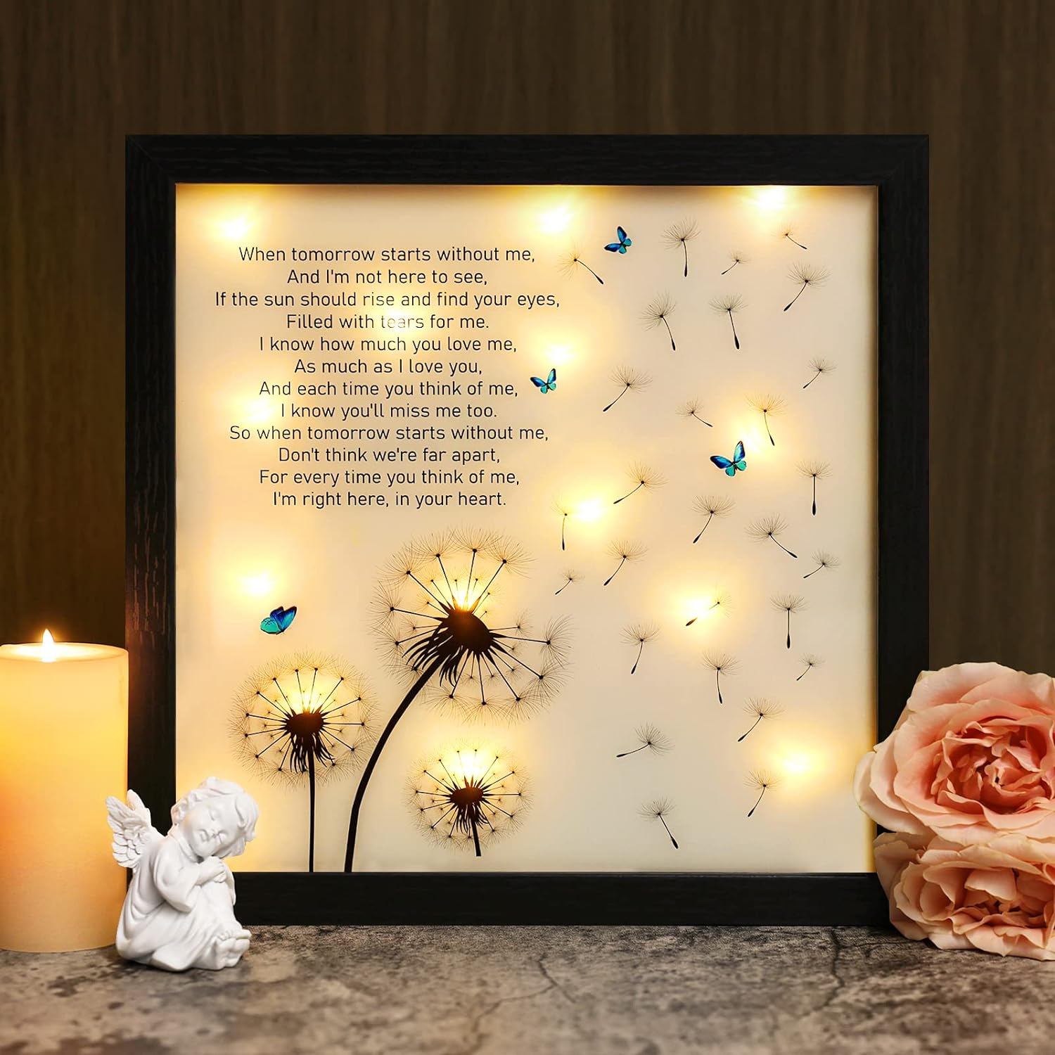 Memorial Gifts LED Shadow Box - Sympathy Gift for Loss of Mother Mom Father Dad,...