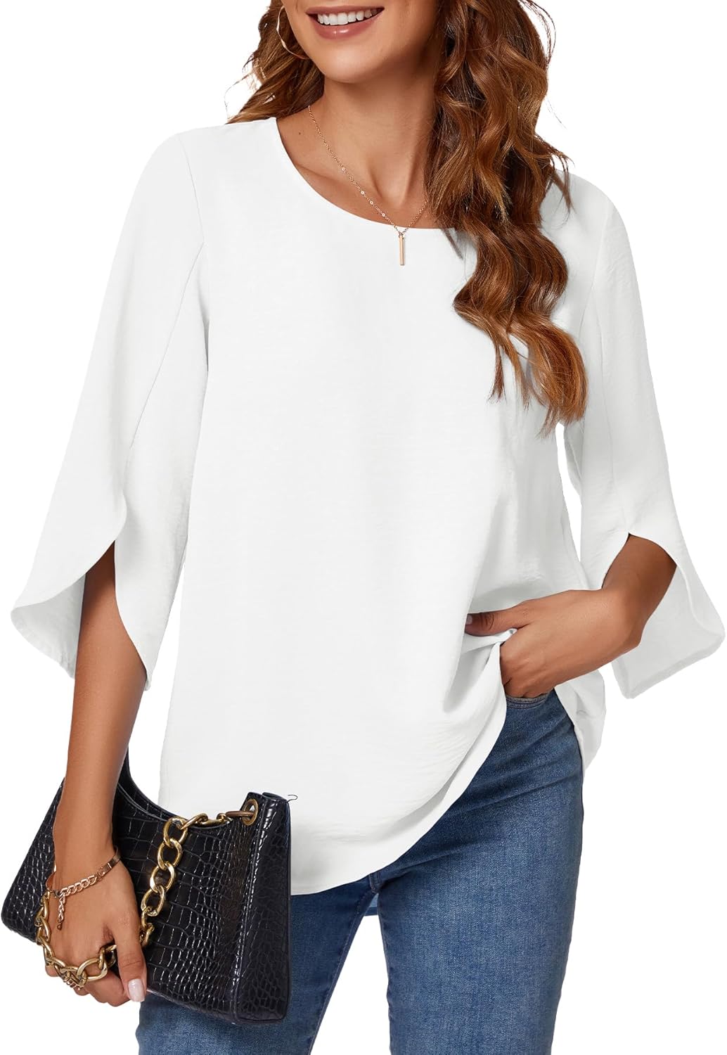 KUOTAI Womens Summer Tops Dressy Casual Shirts 3/4 Sleeve Work Blouse Business C...